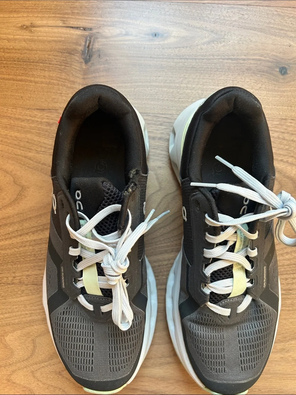 On Running Women’s  Sneakers in Black, Gray & White with Lime Accents